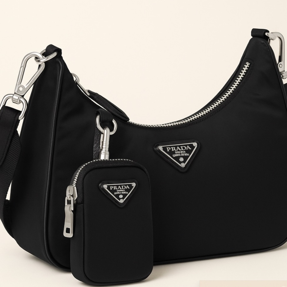 Prada Re-Edition 2005 Nylon Shoulder/Croosbody Bag with Pouch